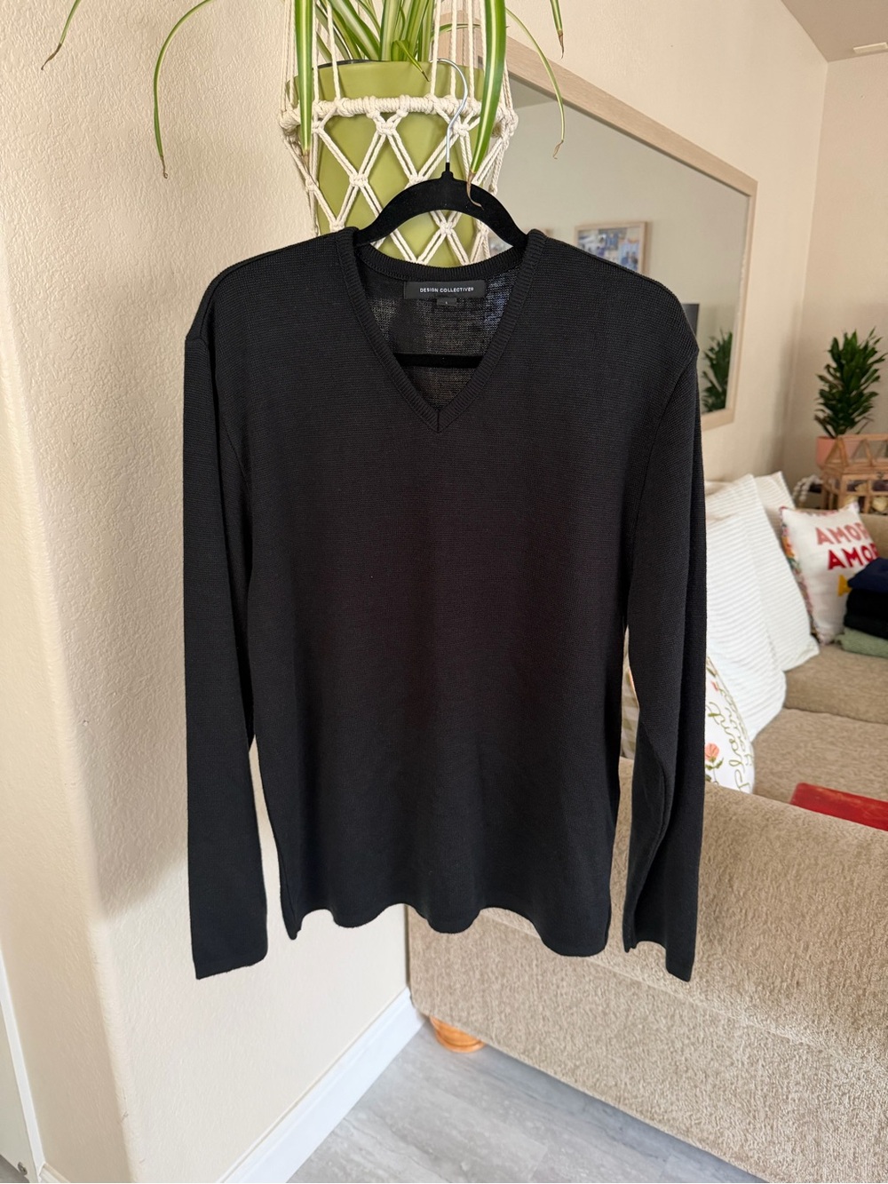 Men's Black V-Neck Sweater - Design Collective